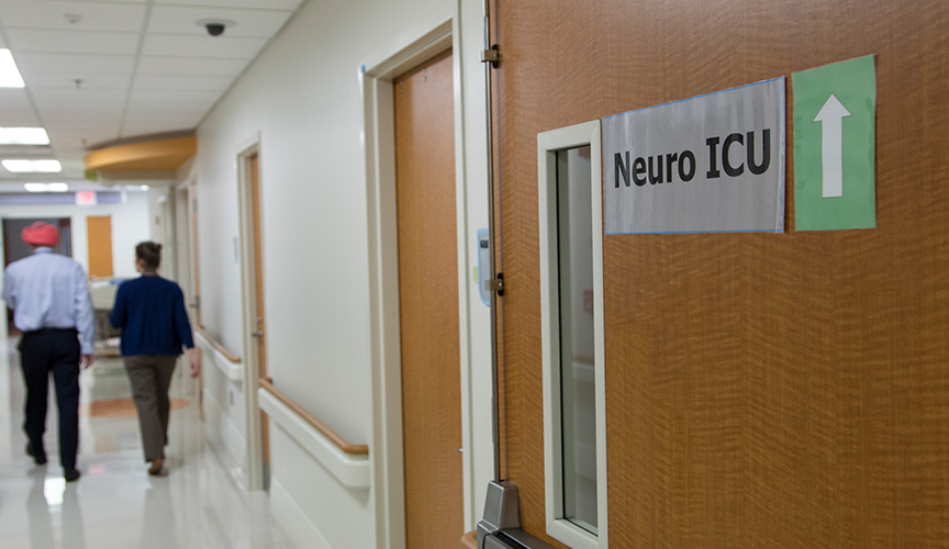 The doorway leading to the neurosurgical ICU in Lebonheur Children's Hospital